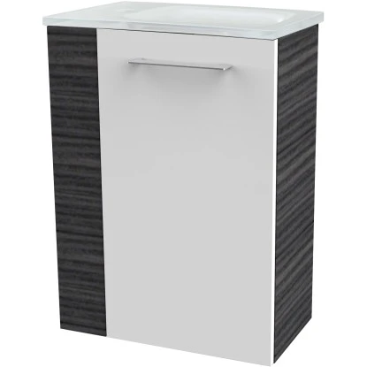 Fackelmann Waschbeckenunterschrank SBC 45 Cm Dark Oak/Weiß Hochglanz Rechts – Bild 4