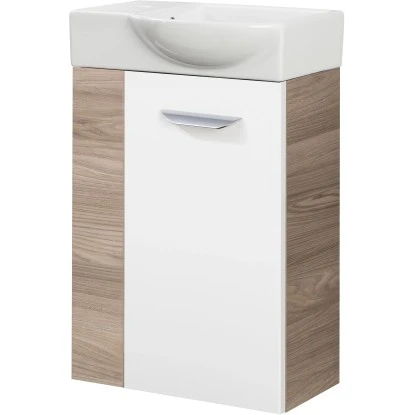 Fackelmann Waschbeckenunterschrank SBC 45 Cm Steinesche/Weiß Hochglanz Rechts – Bild 3