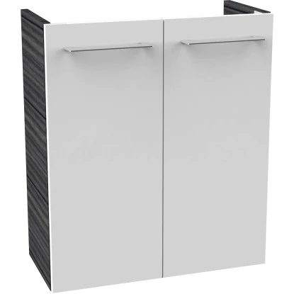 Fackelmann Waschbeckenunterschrank SBC 55 Cm Dark Oak/Weiß Hochglanz