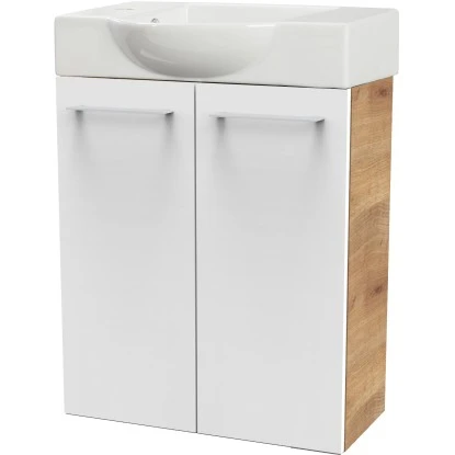 Fackelmann Waschbeckenunterschrank SBC 55 Cm Asteiche/Weiß Hochglanz – Bild 2