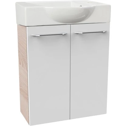 Fackelmann Waschbeckenunterschrank SBC 55 Cm Alaska Esche/Weiß Hochglanz – Bild 3