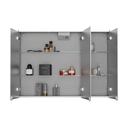 Spiegelschrank Dekor Alu III Aluminium Weiß – Bild 3