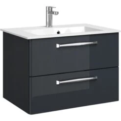 Pelipal Waschtischunterschrank 75 Cm Trentino Anthrazit Hochglanz