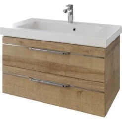 Pelipal Waschtischunterschrank Quantum 05 Riviera Eiche Quer NB 88 Cm