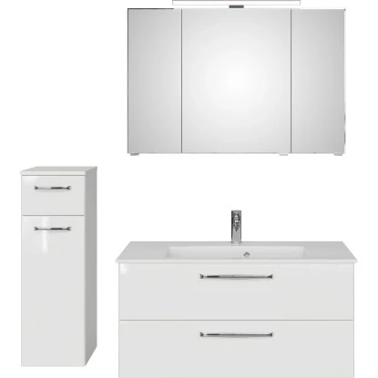 Pelipal Badmöbel-Set TrenTino Mit Unterschrank 137 Cm Weiß Hochglanz – Bild 2