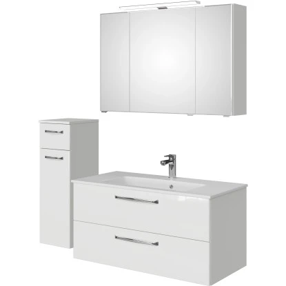 Pelipal Badmöbel-Set TrenTino Mit Unterschrank 137 Cm Weiß Hochglanz – Bild 3