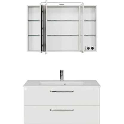 Pelipal Badmöbel-Set TrenTino Mit Unterschrank 137 Cm Weiß Hochglanz – Bild 8