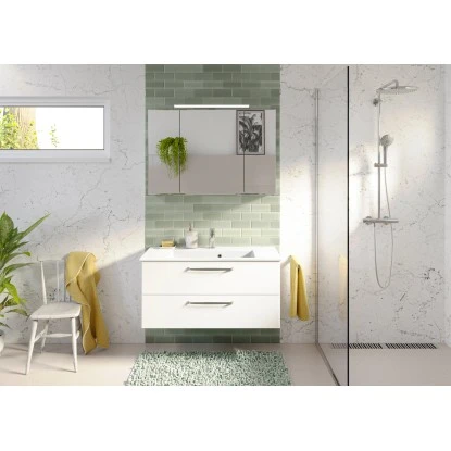 Pelipal Badmöbel-Set TrenTino Mit Unterschrank 137 Cm Weiß Hochglanz