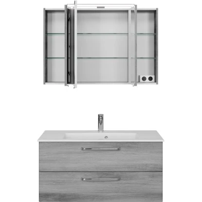 Pelipal Badmöbel-Set TrenTino Mit Midischrank 137 Cm Graphit Struktur – Bild 7