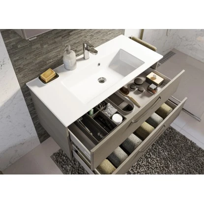 Pelipal Badmöbel-Set TrenTino Mit Midischrank 137 Cm Graphit Struktur – Bild 9