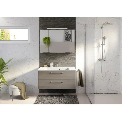 Pelipal Badmöbel-Set TrenTino Mit Midischrank Und Unterschrank 167 Cm Graphit