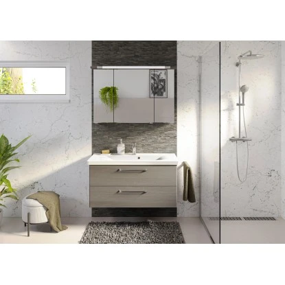 Pelipal Badmöbel-Set TrenTino Mit Midischrank + Unterschrank 167 Cm Graphit