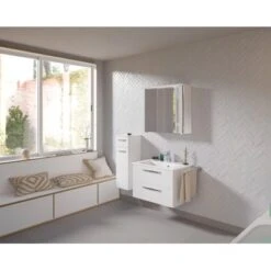 Pelipal Badmöbelset TrenTino Mit Unterschrank + 3D-Spiegelschrank Weiß Hochglanz