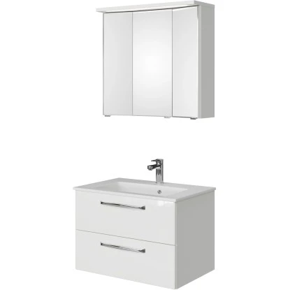 Pelipal Badmöbel-Set TrenTino Mit Beimöbeln Und Kranzleuchte 137 Cm Weiß – Bild 5