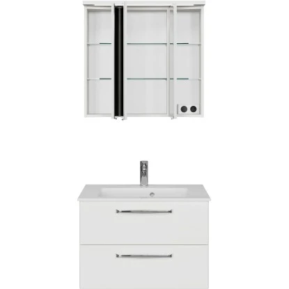 Pelipal Badmöbel-Set TrenTino Mit Beimöbeln Und Kranzleuchte 137 Cm Weiß – Bild 7