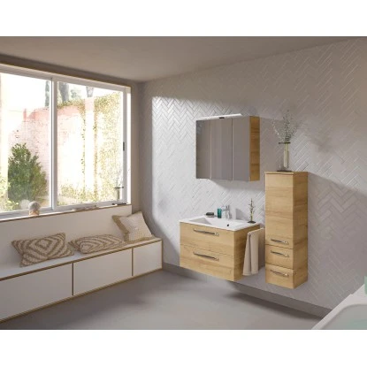 Pelipal Badmöbel-Set TrenTino Mit Unterschrank Und 3D-Spiegelschrank 107 Cm Weiß