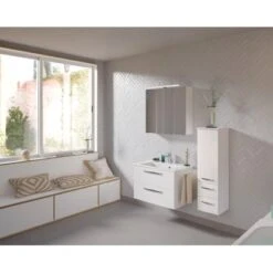 Pelipal Badmöbel-Set TrenTino Mit Midischrank 107 Cm Weiß Hochglanz