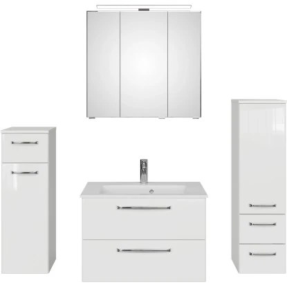 Pelipal Badmöbel-Set TrenTino Mit Midischrank Und Unterschrank 137 Cm Weiß – Bild 2