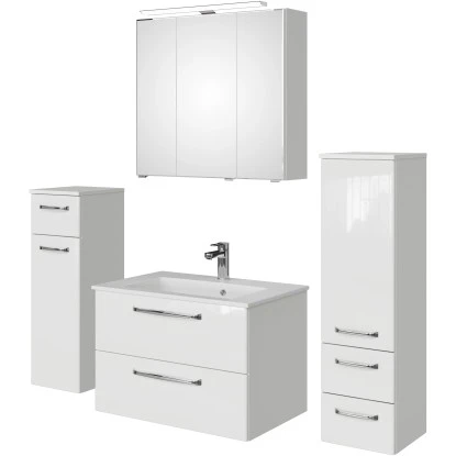 Pelipal Badmöbel-Set TrenTino Mit Midischrank Und Unterschrank 137 Cm Weiß – Bild 3