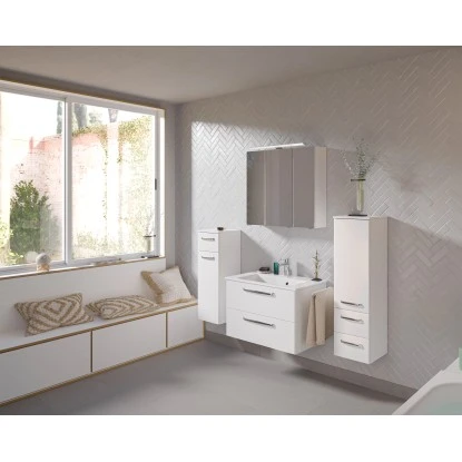 Pelipal Badmöbel-Set TrenTino Mit Midischrank Und Unterschrank 137 Cm Weiß