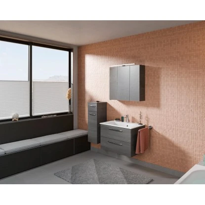 Pelipal Badmöbel-Set TrenTino Mit Unterschrank 107 Cm Graphit Struktur