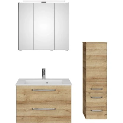 Pelipal Badmöbel-Set TrenTino M. Beimöbeln + Glaswaschtisch 107 Cm Riviera Eiche – Bild 2