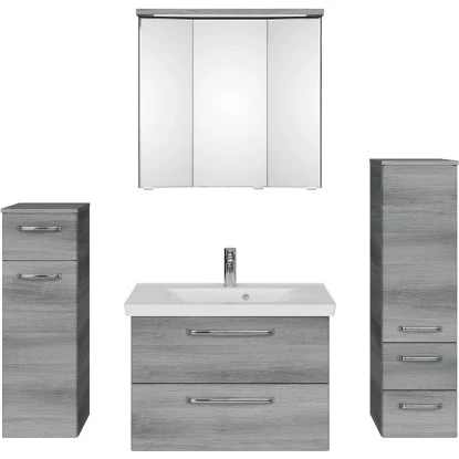 Pelipal Badmöbel-Set TrenTino Mit Beimöbeln Und 3D-Spiegelschrank 140 Cm Graphit – Bild 2