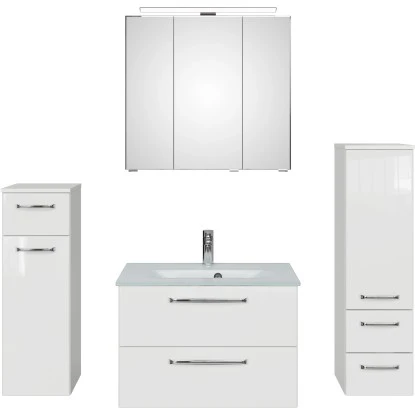 Pelipal Badmöbel-Set TrenTino Mit Beimöbeln Und Aufsatzbeleuchtung 137 Cm Weiß – Bild 2