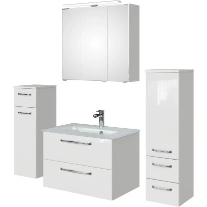 Pelipal Badmöbel-Set TrenTino Mit Beimöbeln Und Aufsatzbeleuchtung 137 Cm Weiß – Bild 3