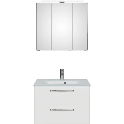 Pelipal Badmöbel-Set TrenTino Mit Beimöbeln Und Aufsatzbeleuchtung 137 Cm Weiß – Bild 4