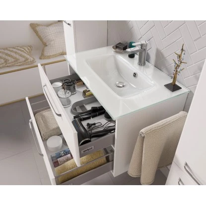 Pelipal Badmöbel-Set TrenTino Mit Beimöbeln Und Aufsatzbeleuchtung 137 Cm Weiß – Bild 11