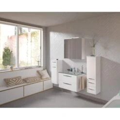 Pelipal Badmöbel-Set TrenTino Mit Beimöbeln Und Aufsatzbeleuchtung 137 Cm Weiß