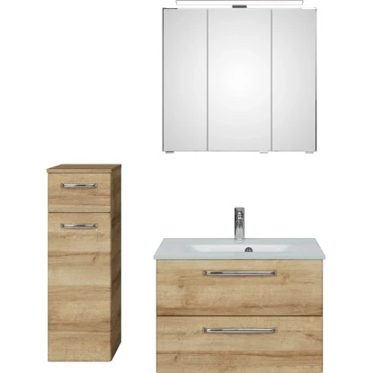 Pelipal Badmöbelset TrenTino M. Unterschrank + Glaswaschti. 107 Cm Riviera Eiche – Bild 2