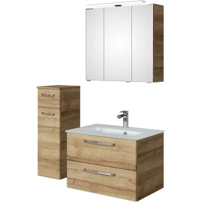 Pelipal Badmöbelset TrenTino M. Unterschrank + Glaswaschti. 107 Cm Riviera Eiche – Bild 3