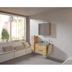 Pelipal Badmöbelset TrenTino M. Unterschrank + Glaswaschti. 107 Cm Riviera Eiche