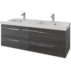 Pelipal Waschbeckenunterschrank Quantum 05 Graphit Struktur Quer NB 144 Cm