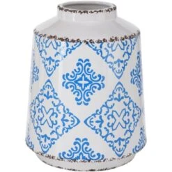 Vase Alita Ø 16 Cm X 20 Cm Weiß-Blau