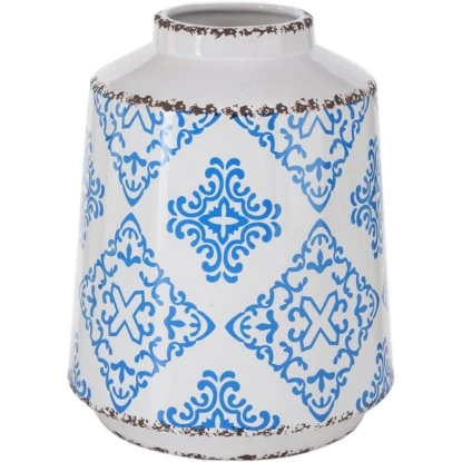 Vase Alita Ø 16 Cm X 20 Cm Weiß-Blau