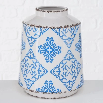 Vase Alita Ø 16 Cm X 20 Cm Weiß-Blau – Bild 2