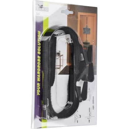Siro Türgarderobe H206 Haken Textilband Schwarz Länge 2080 Mm Höhenverstellbar – Bild 2