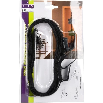 Siro Türgarderobe H206 Haken Textilband Schwarz Länge 2080 Mm Höhenverstellbar – Bild 3