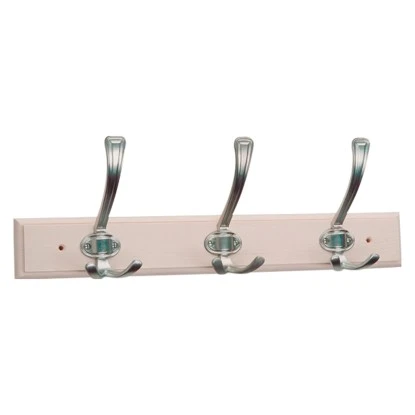 Siro Hakenleiste 1161 Kiefer Weiß Lasiert Chrom Matt Länge 500 Mm 3 Haken FSC® – Bild 2