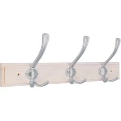 Siro Hakenleiste 1161 Kiefer Weiß Lasiert Chrom Matt Länge 500 Mm 3 Haken FSC®