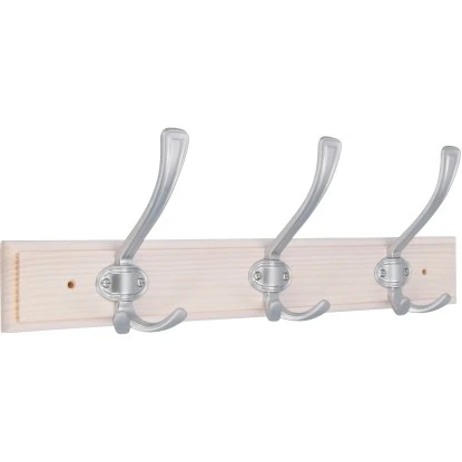 Siro Hakenleiste 1161 Kiefer Weiß Lasiert Chrom Matt Länge 500 Mm 3 Haken FSC®