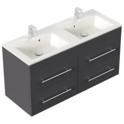 Posseik Doppel-Waschplatz Homeline 120 Cm Anthrazit Seidenglanz