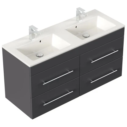 Posseik Doppel-Waschplatz Homeline 120 Cm Anthrazit Seidenglanz