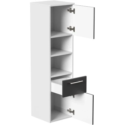 Posseik Hochschrank Viva 135 Cm Weiß Matt Mit Fronten In Schwarz Seidenglanz – Bild 3