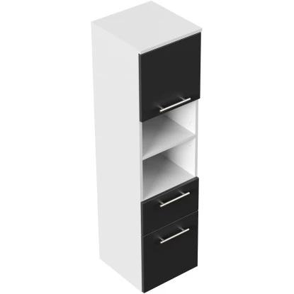Posseik Hochschrank Viva 135 Cm Weiß Matt Mit Fronten In Schwarz Seidenglanz – Bild 2
