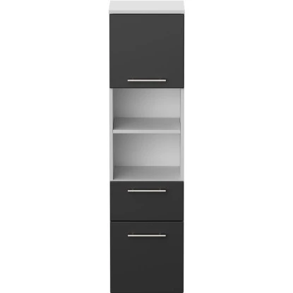 Posseik Hochschrank Viva 135 Cm Weiß Matt Mit Fronten In Schwarz Seidenglanz – Bild 5