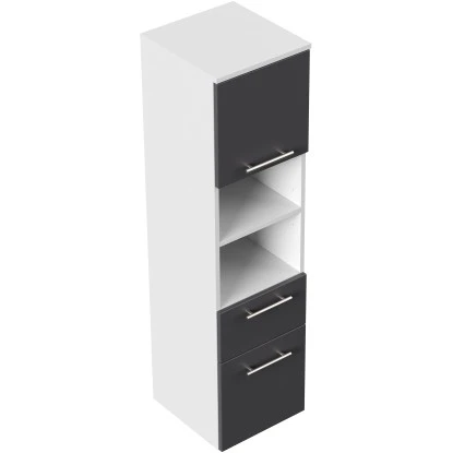 Posseik Hochschrank Viva 135 Cm Weiß Matt Mit Fronten In Anthrazit Seidenglanz – Bild 2